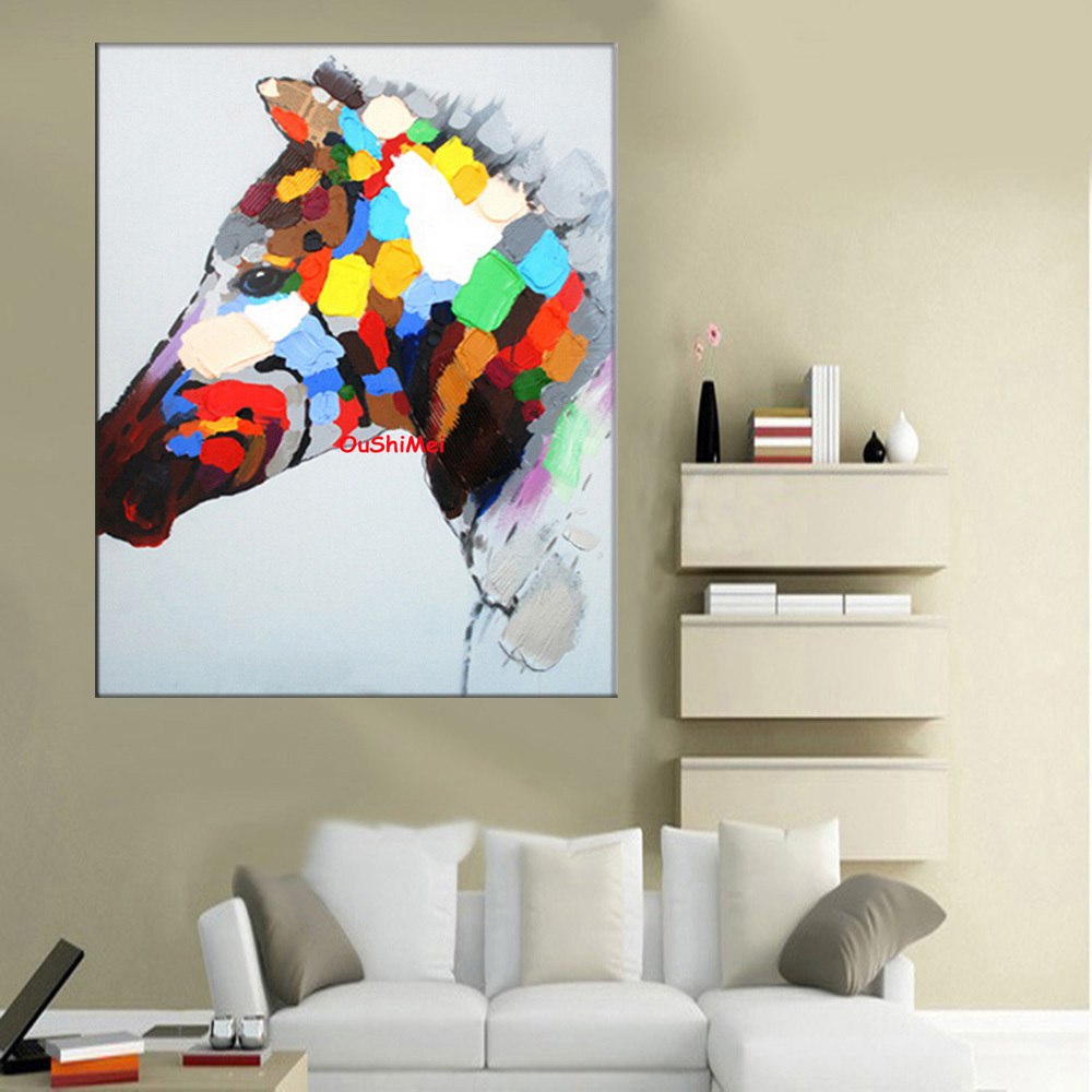 1000x1000 Hand Painted Abstract Oil Painting Animals Horse Wall Paintings - Wall Painting Of Animals