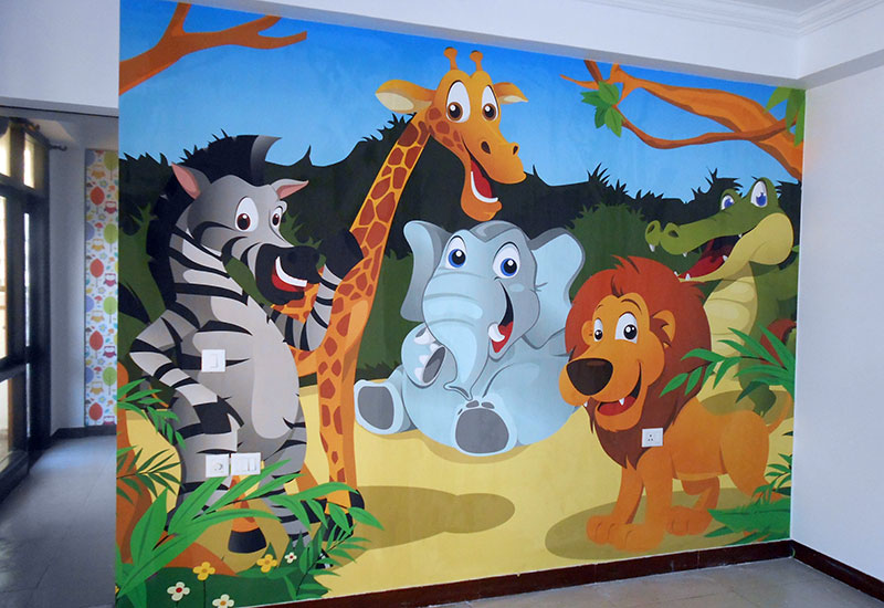800x550 Wallpaper For Kids Room - Wall Painting Of Animals