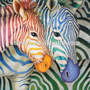 350x350 Bright Colored Oil Paintings Abstract Zebra Painting Animals - Wall Painting Of Animals