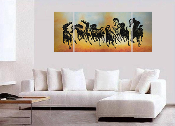 600x434 Asian Painting, Asian Wall Art, Horse Painting - Wall Painting With Horses