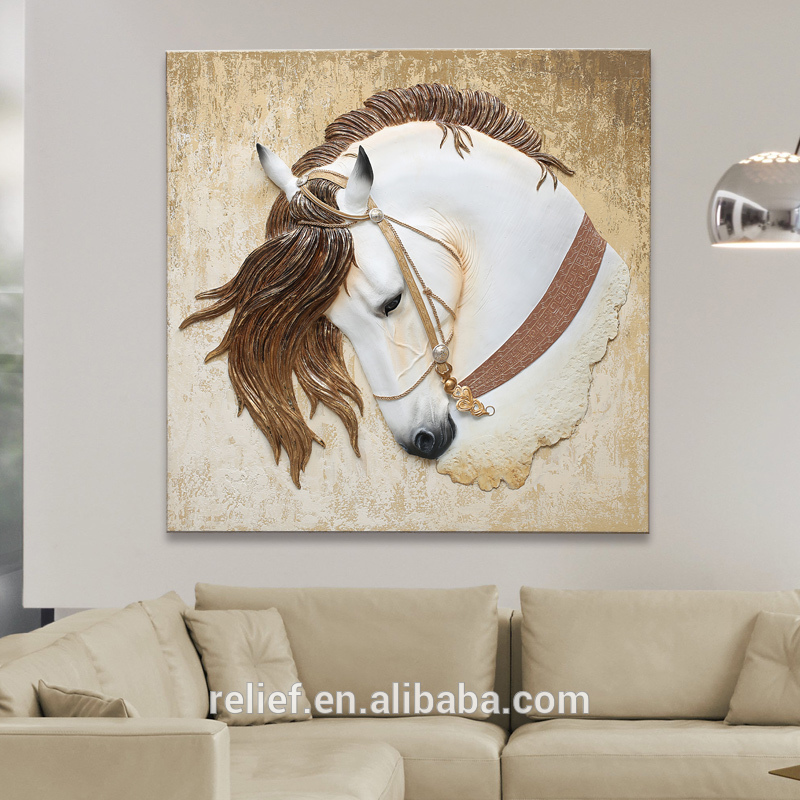 800x800 Handmade 3d Big Horse Wall Painting Home Furnishing Oil Painting - Wall Painting With Horses