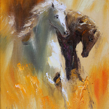 354x354 Horse Wall Art Original Oil Painting On From Ivmarart Original - Wall Painting With Horses