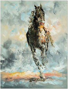 232x300 Signed Hand Painted Modern Impressionist Horse Oil Painting - Wall Painting With Horses