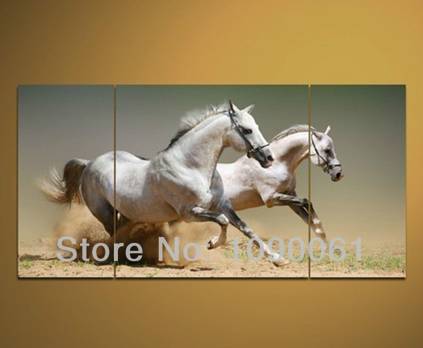 850x699 Hand Painted Animal Pictures Oil Painting Horses Modern 3 Piece - Wall Painting With Horses