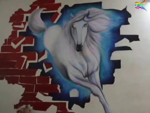480x360 3d Wall Painting Of Horse By Sarvam Patel (Mumbai India) - Wall Painting With Horses