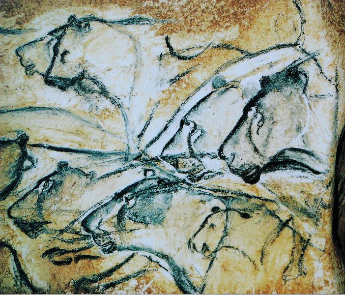 702x600 Lions Painting,chauvet Cave (Museum Replica) Lions - Wall Painting With Horses Chauvet Cave