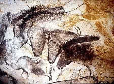450x333 Prehistoric Cave Paintings Discovered In Europe - Wall Painting With Horses Chauvet Cave
