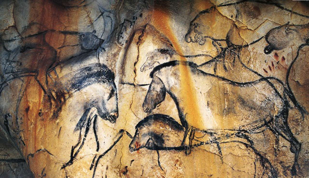 1280x736 Chauvet Cave Lion Panel Wall Painting - Wall Painting With Horses ...