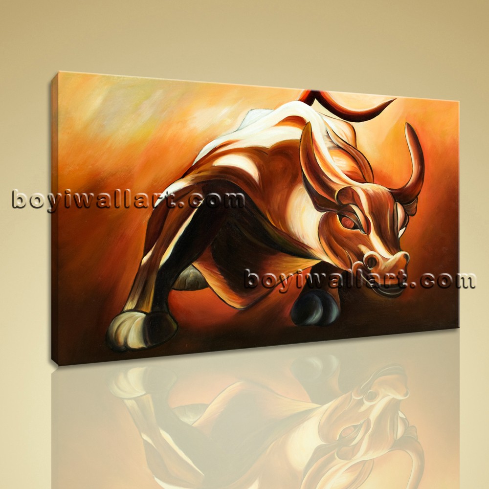 1000x1000 Large Framed Giclee Print High Revolution Bull Wall Street Money - Wall Street Bull Painting
