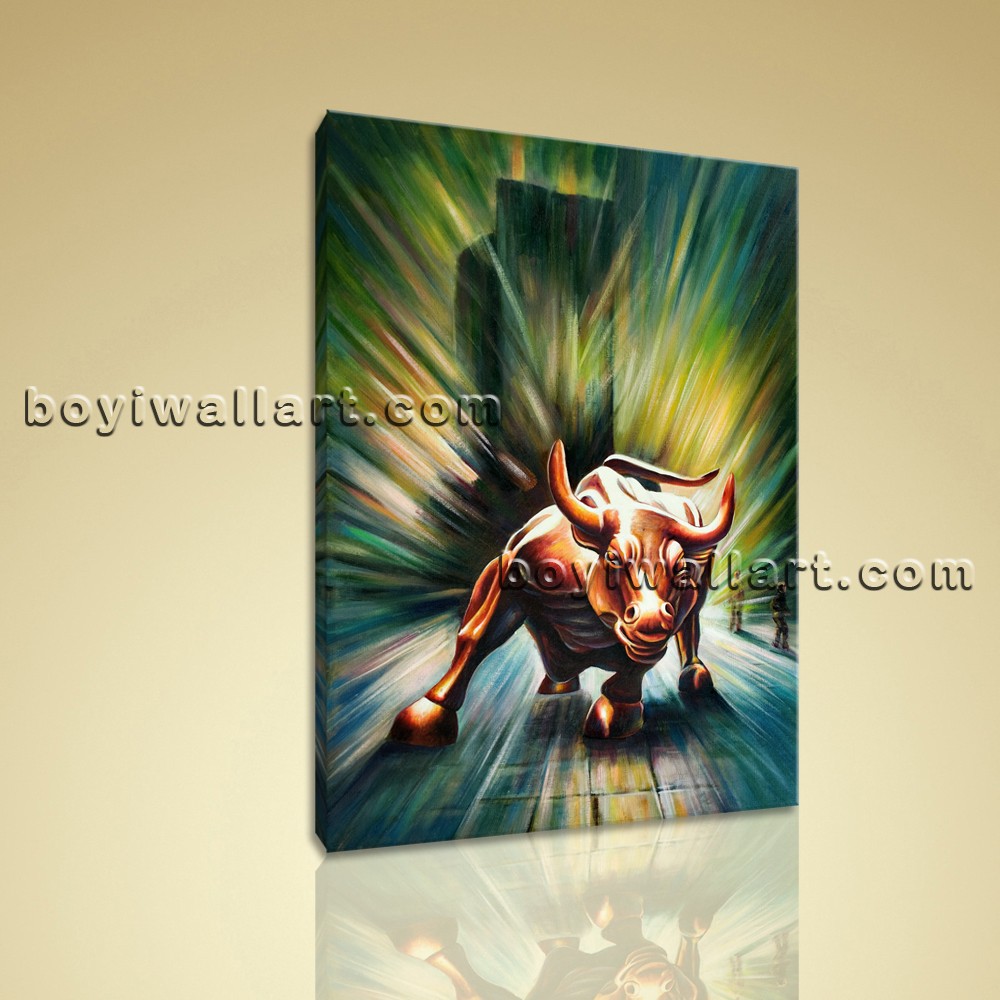 1000x1000 Large Original Abstract Painting On Canvas Wall Street Bull Statue - Wall Street Bull Painting