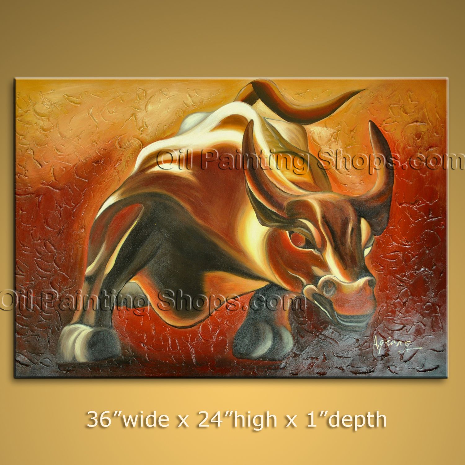 1500x1500 Original Abstract Painting Modern Canvas Wall Art Wall Street Bull - Wall Street Bull Painting