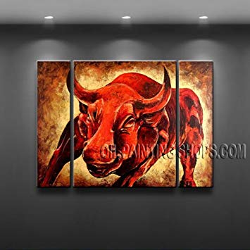 355x355 Large Abstract Modern Oil Paintings Art Wall Street - Wall Street Bull Painting