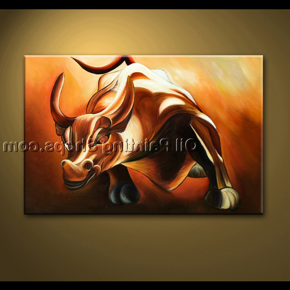 1000x1000 Wall Street Bull Painting Original Hand Painted Unique Abstract - Wall Street Bull Painting