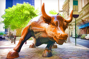 300x200 Charging Bull Paintings Fine Art America - Wall Street Bull Painting