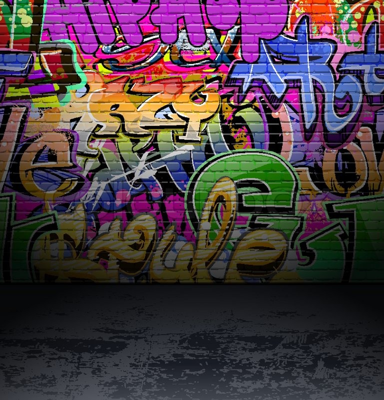 769x800 Graffiti Wall Urban Street Art Painting Stock Vector Colourbox - Wall Street Painting