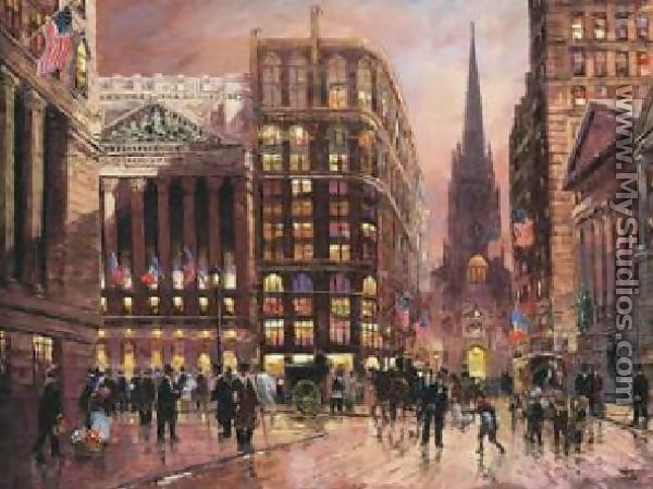 600x449 Wall Street By Robert Lebron - Wall Street Painting