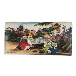 300x300 Korean Folk Painting Genuine Leather Women Tri Fold Clutch Long - Wallet Painting