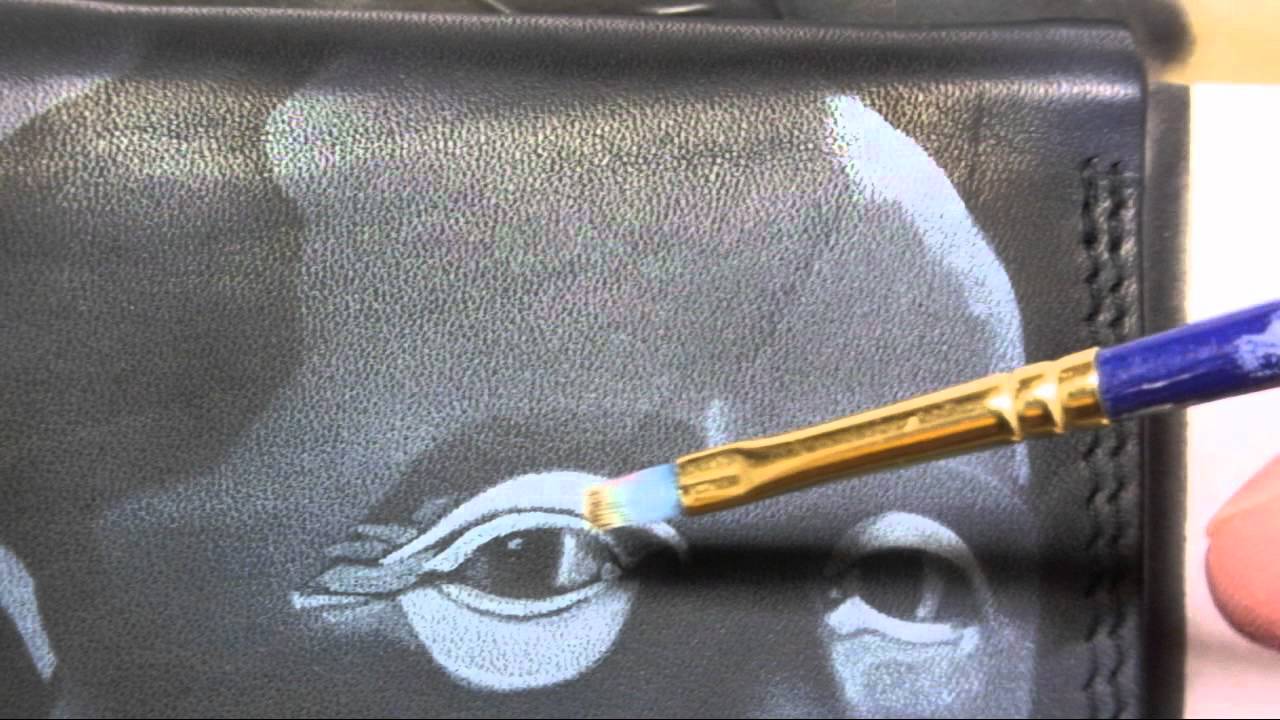 1280x720 Painting Charles Dickens On A Leather Wallet By Ashley Brayson - Wallet Painting