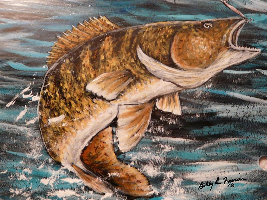 900x674 Walleye Painting By Bobbylee Farrier - Walleye Painting