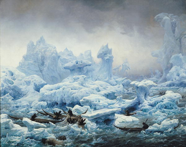 600x474 Fishing For Walrus In The Arctic Ocean 1841 Painting Francois - Walrus Painting
