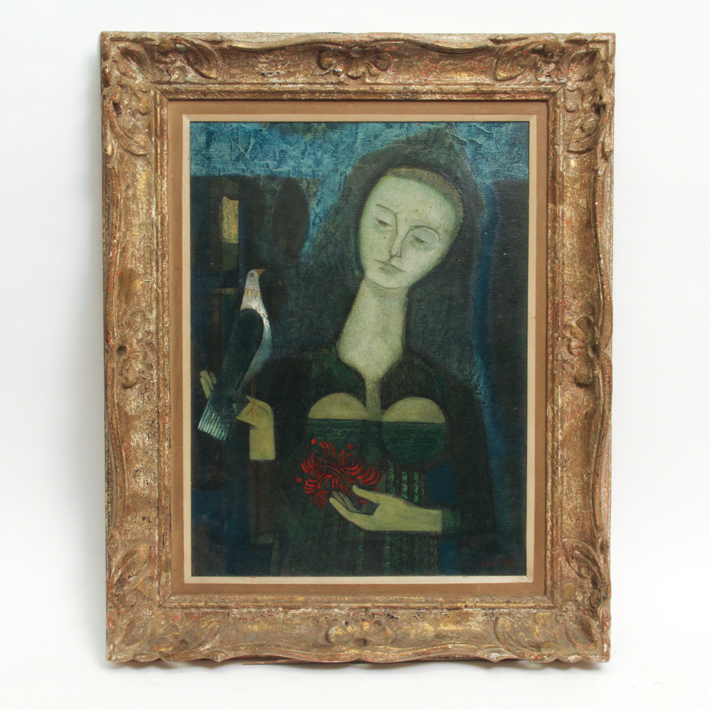 1400x1400 David Walsh Oil Painting On Canvas Woman With Bird Ebth - Walsh Painting