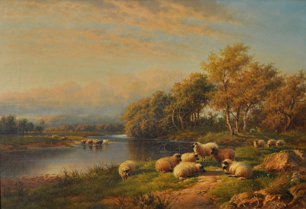 1024x699 Fine Oil Painting By Well Listed Artist Walter J. Watson Dated - Walter Painting