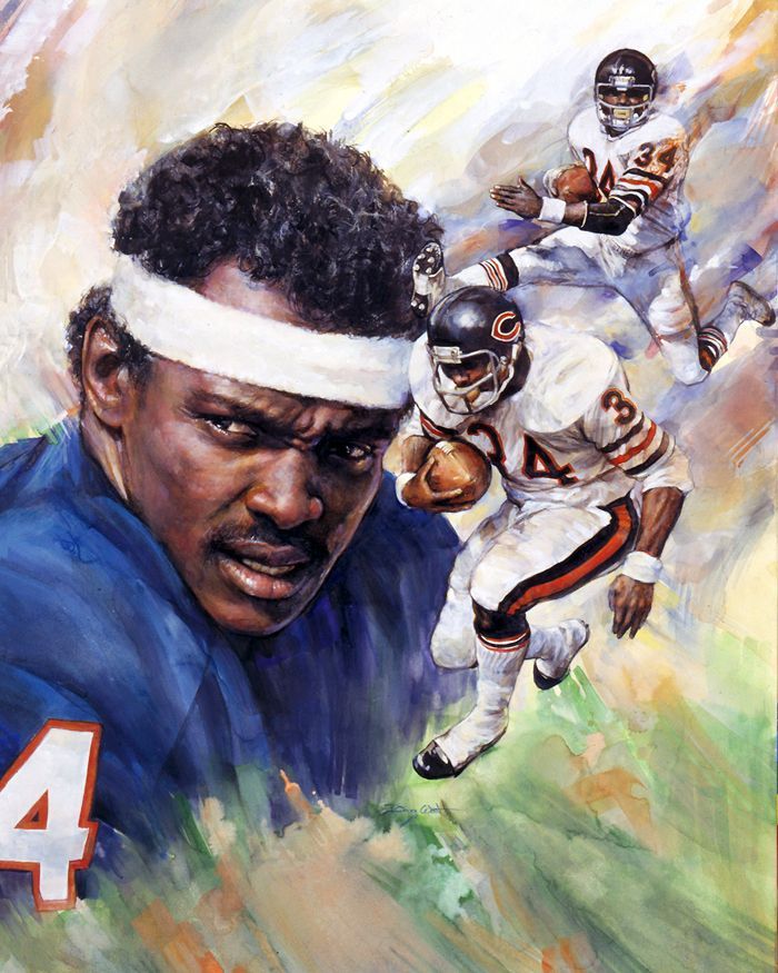 700x875 Pro Football Journal All Decade Team Repeaters Did All Of Them - Walter Payton Painting