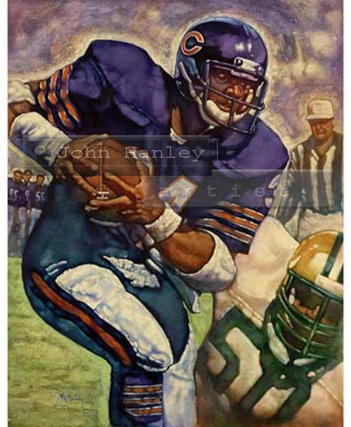 494x600 Walter Payton John Hanley Artist - Walter Payton Painting