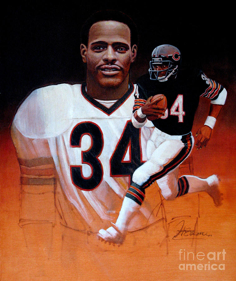 758x900 Walter Payton Painting By Hedward Brooks - Walter Payton Painting