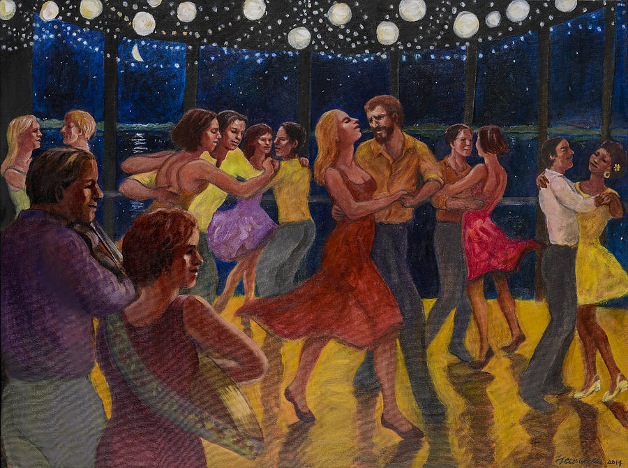 900x670 Water Waltz Painting By Laura Lee Cundiff - Waltz Dance Painting