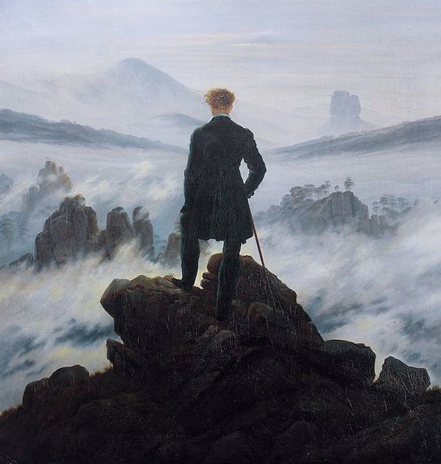 635x669 The Great Artists Caspar David Friedrich Philosophers' Mail - Wanderer Above The Sea Of Fog Painting