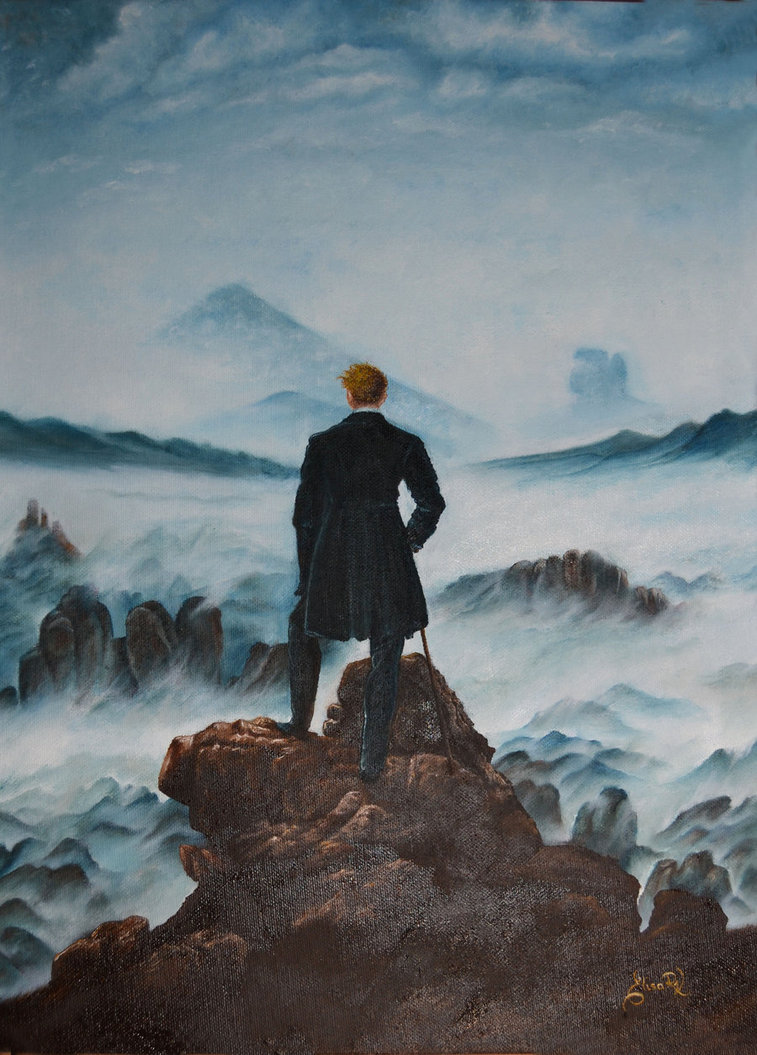 757x1055 Wanderer Above The Sea Of Fog By Elisallysa - Wanderer Above The Sea Of Fog Painting