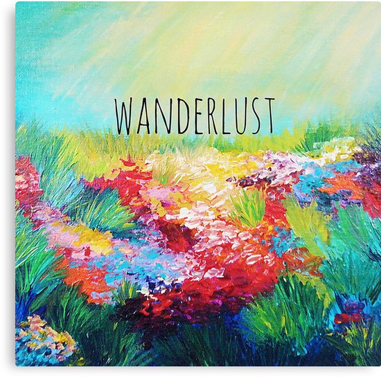 550x545 Wanderlust Colorful Abstract Floral Nature Hipster Typography - Wanderlust Painting