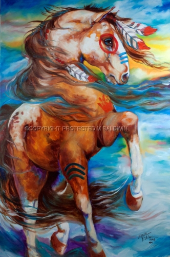 332x500 Painting Spirit Thunder Indian War Horse (Original Art By - War Horse Painting
