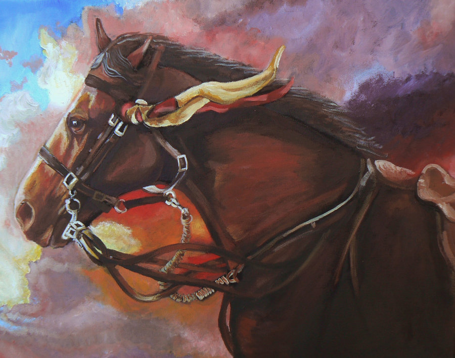 900x709 War Horse By Slakerart - War Horse Painting