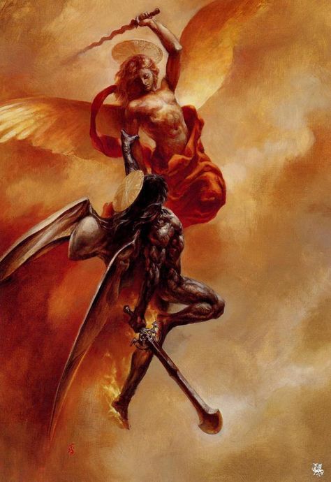 474x690 War In Heaven Between Angels Led By The Archangel Michael Versus - War In Heaven Painting