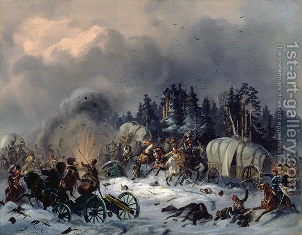 600x467 Scene From The Russian French War In 1812 Bogdan Willewalde - War Of 1812 Painting