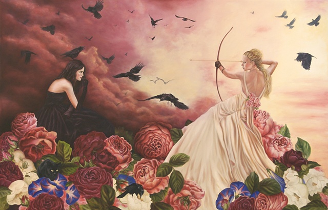 640x410 Rene Lynch - War Of The Roses Painting