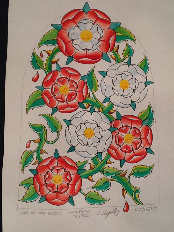 720x960 War Of The Roses Painting. Irish St Tattoo - War Of The Roses Painting