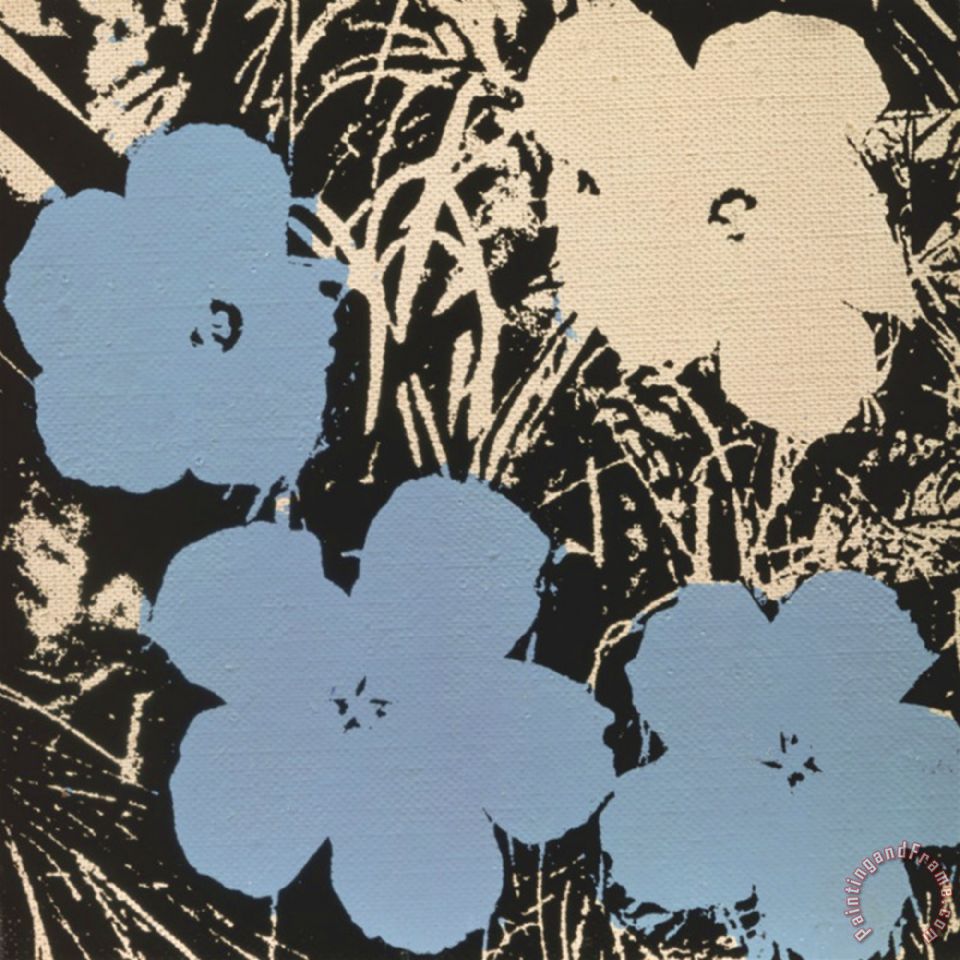 960x960 Andy Warhol Flowers C 1965 3 Blue 1 Ivory Painting - Warhol Painting