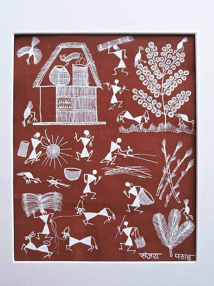 750x1000 Making Baskets Warli Painting Silk Road Gallery - Warli Painting Images