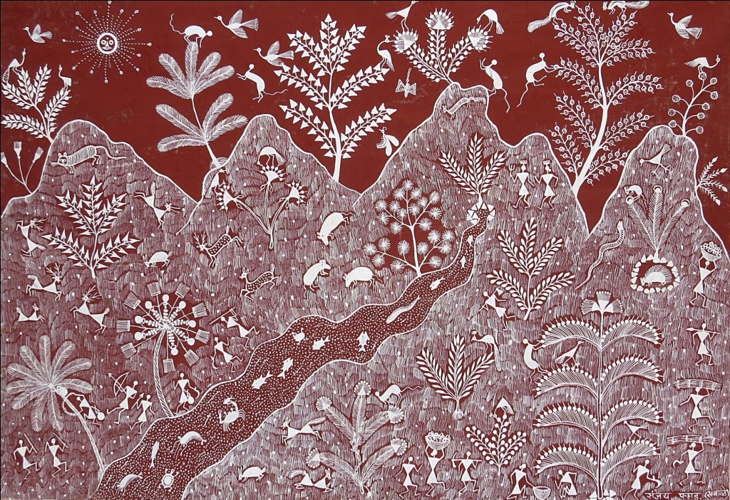 1024x702 Warli Painting By Artist Sanjay Parad Tribal, Painting Mojarto - Warli Painting Images