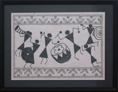 400x314 Festival Small Warli Painting - Warli Painting Images
