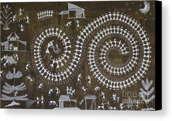 661x465 Tarpa Dance - Warli Painting On Canvas