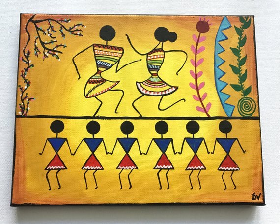 Warli Painting On Canvas at PaintingValley.com | Explore collection of ...