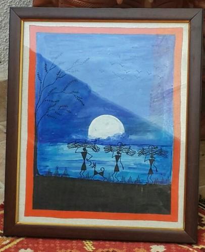 406x500 Warli Painting On Canvas - Warli Painting On Canvas