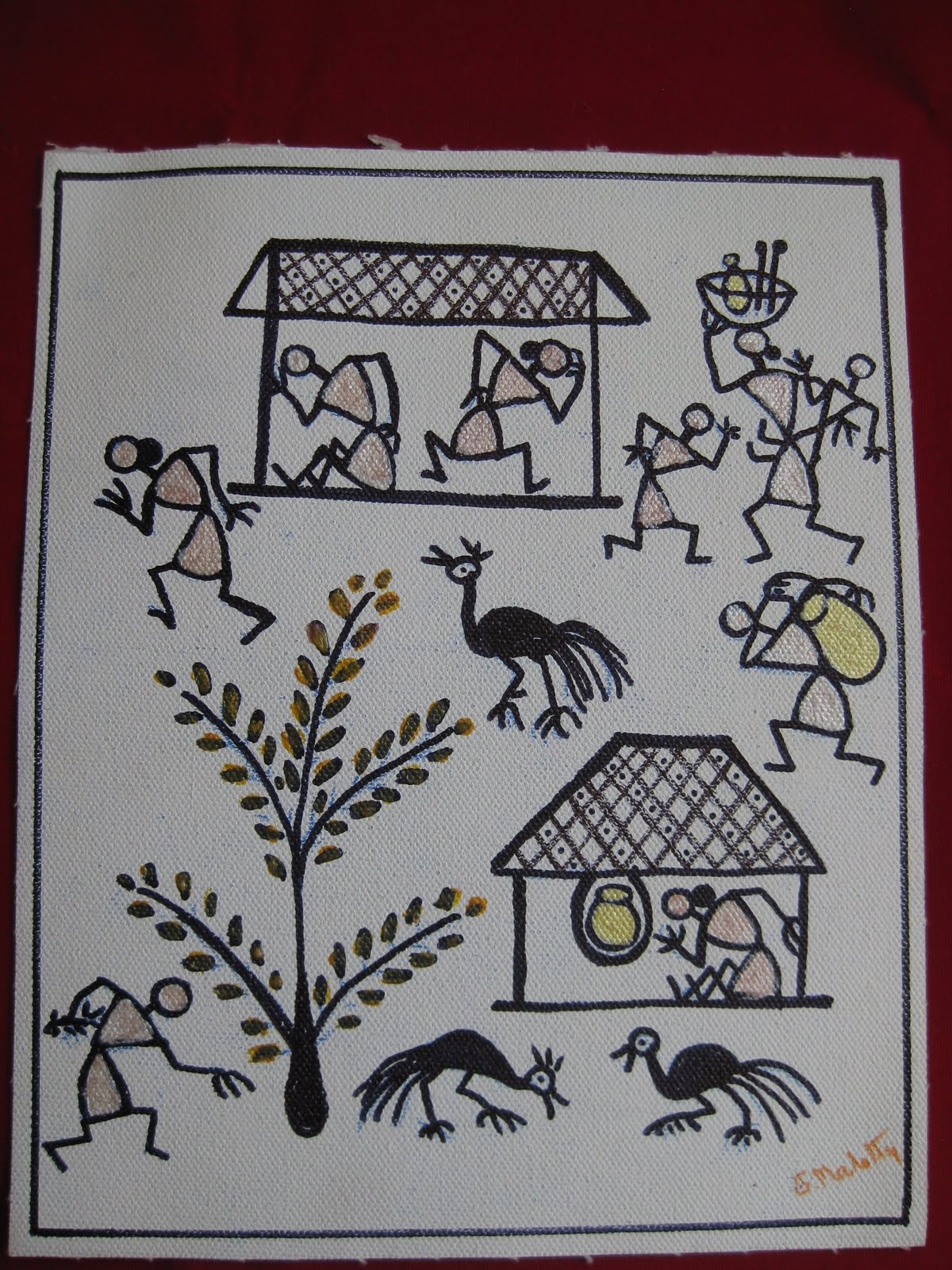1200x1600 Evergreen Warli Paintings On Canvas. - Warli Painting On Canvas