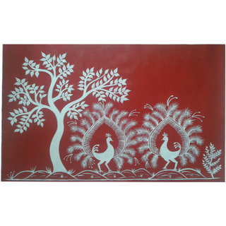 320x320 Buy Peacock Warli Painting On Canvas Online - Warli Painting On Canvas