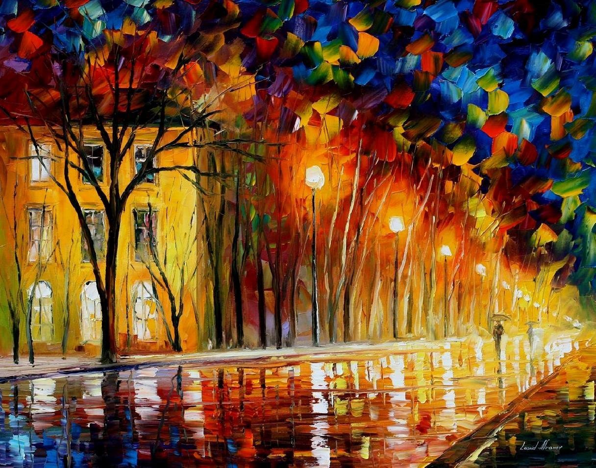 1216x955 Inner Warmth Palette Knife Oil Painting On Canvas By Leonid - Warm Painting