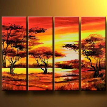 350x350 Warm Sunset Modern Canvas Art Wall Decor Landscape Oil Painting - Warm Painting